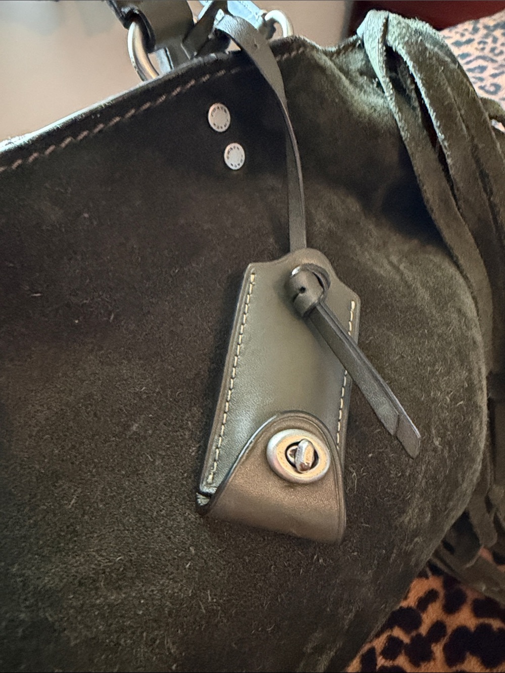 Coach Olive Green Suede Fringe Shoulder Bag - Picture 5 of 8